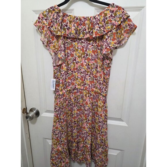NWT Old Navy Floral Ruffle-Trimmed Boho Dress Elastic Waist Size S - Picture 3 of 12